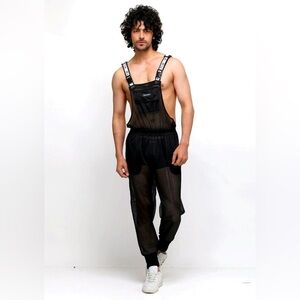 Ruben Galarreta Black Mesh See Thru Overalls Jumpsuit Men’s Sz L